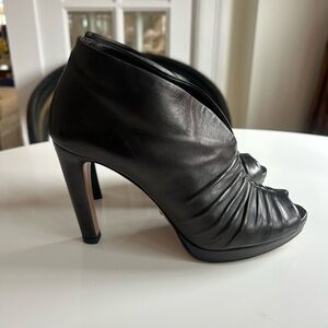 Prada Ruched Leather Peep Toe booties, EUC, size 38